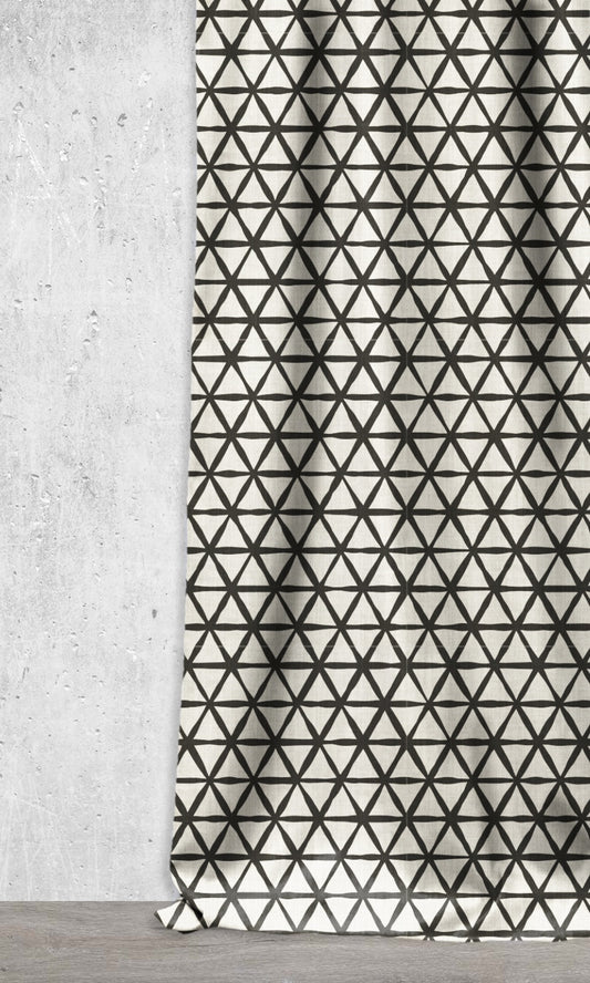 Geometrical Pattern Home Décor Fabric By the Metre (Black/ Ivory)
