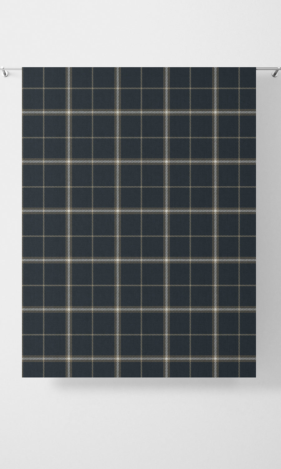 Checkered Home Textile Fabric Material By the Metre (Navy Blue/ Brown)