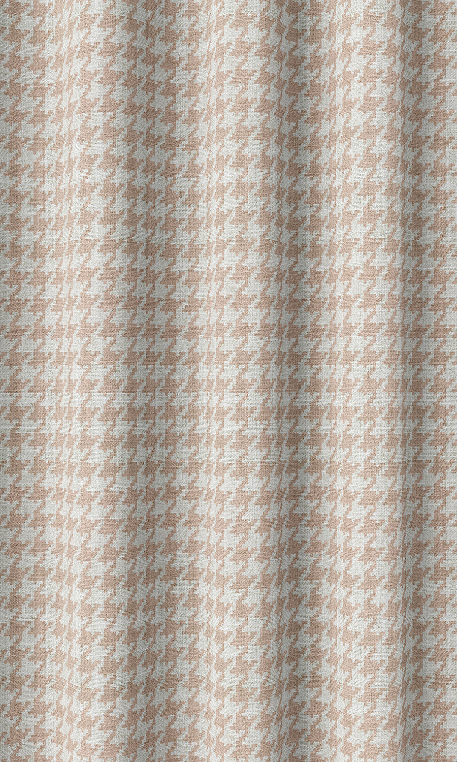 Houndstooth Print Home Décor Fabric By the Metre (Blush Pink/ White)