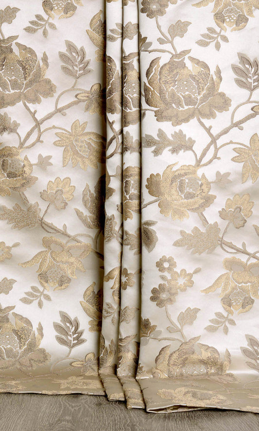 Floral Home Décor Fabric Sample (Beige/ Brown)