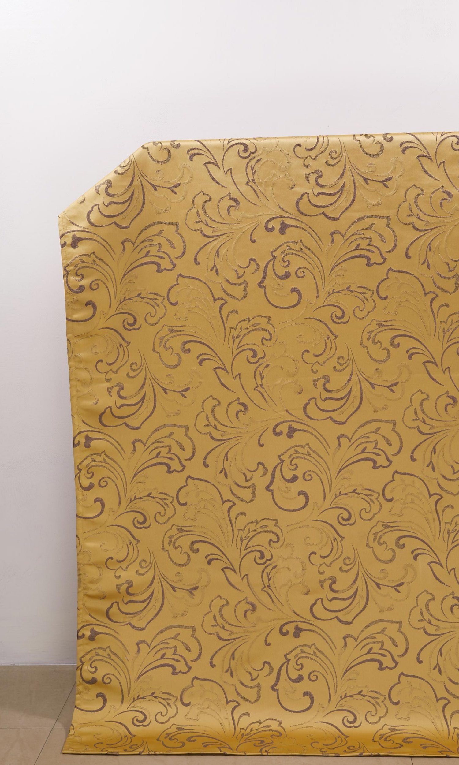 Floral Embroidered Window Treatments Fabric Sample (Mustard Yellow)