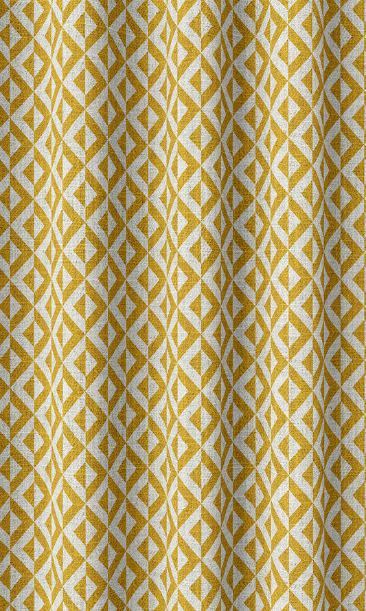 Geometric Print Home Décor Fabric Sample (Deep Yellow/ White)