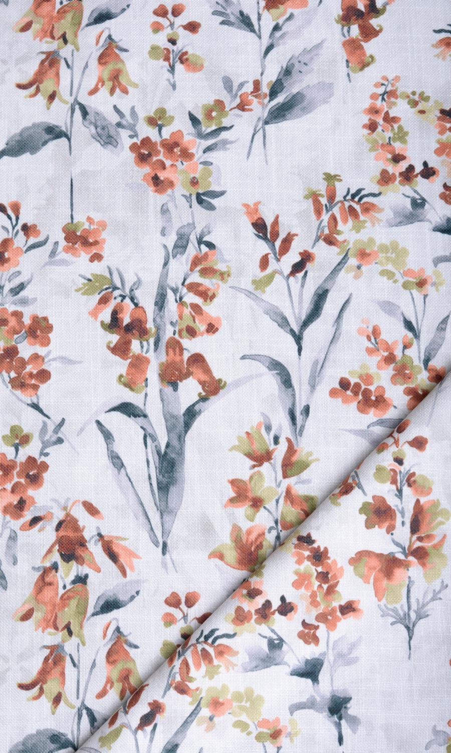 Floral Print Flat, Plain, Fake, Faux, European Relaxed Roman Blinds (Orange/ Grey)