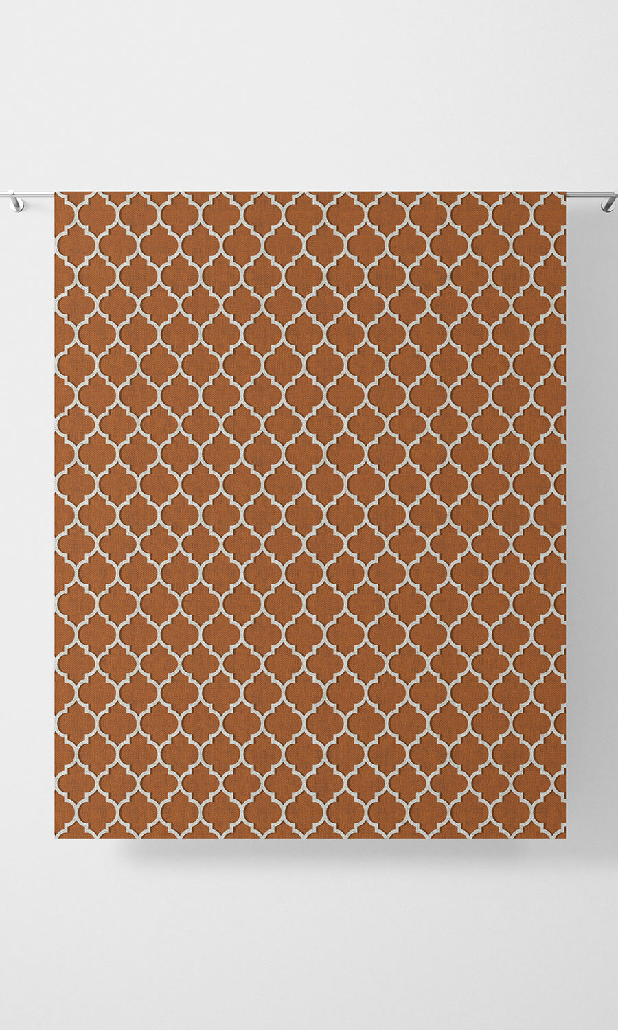 Trellis Tile Print Home Textile Fabric Material By the Metre (Orange/ White)