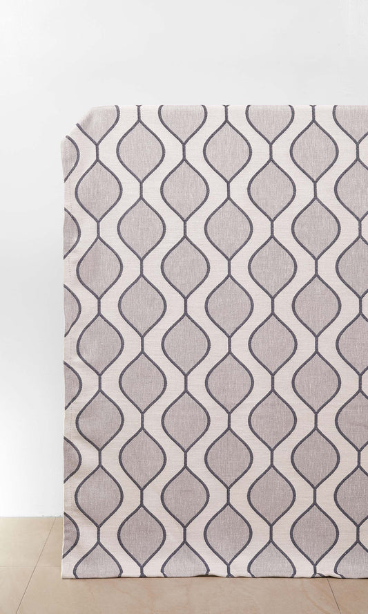 Ogee Patterned Home Décor Fabric Sample (Navy Blue/ Gray)