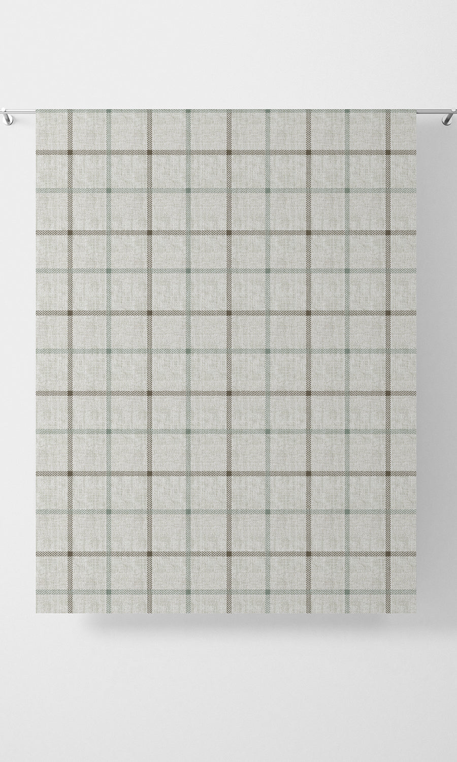 Check Patterned Home Textile Fabric Material Sample (Parchment White/ Blue)