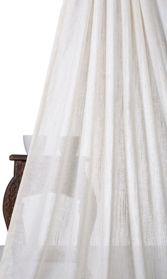 Poly-Linen Sheer Home Décor Fabric By the Metre (Ivory)