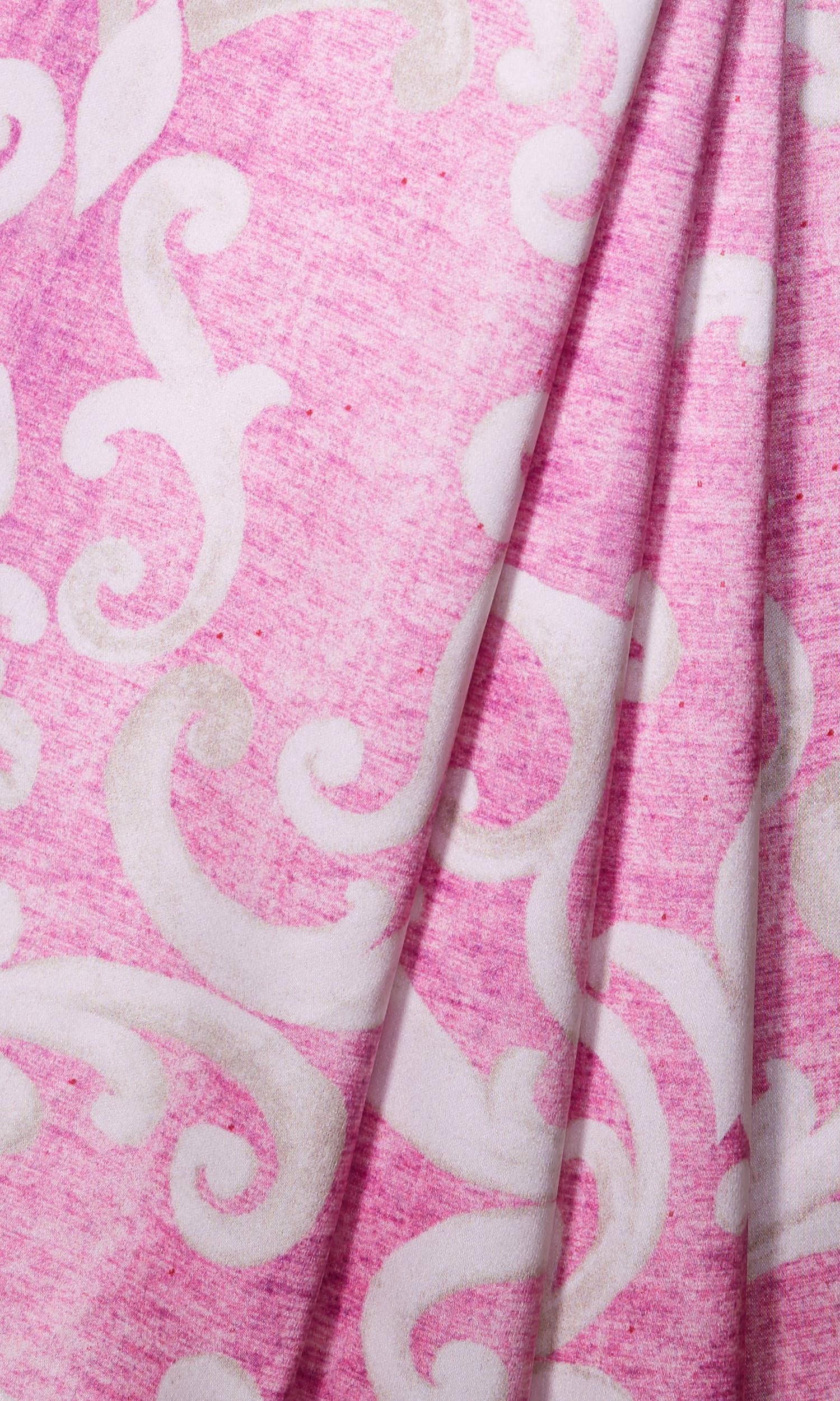 Damask Fabric Blinds (Pink/ White) for Living, Bedroom, Kitchen, Bathroom