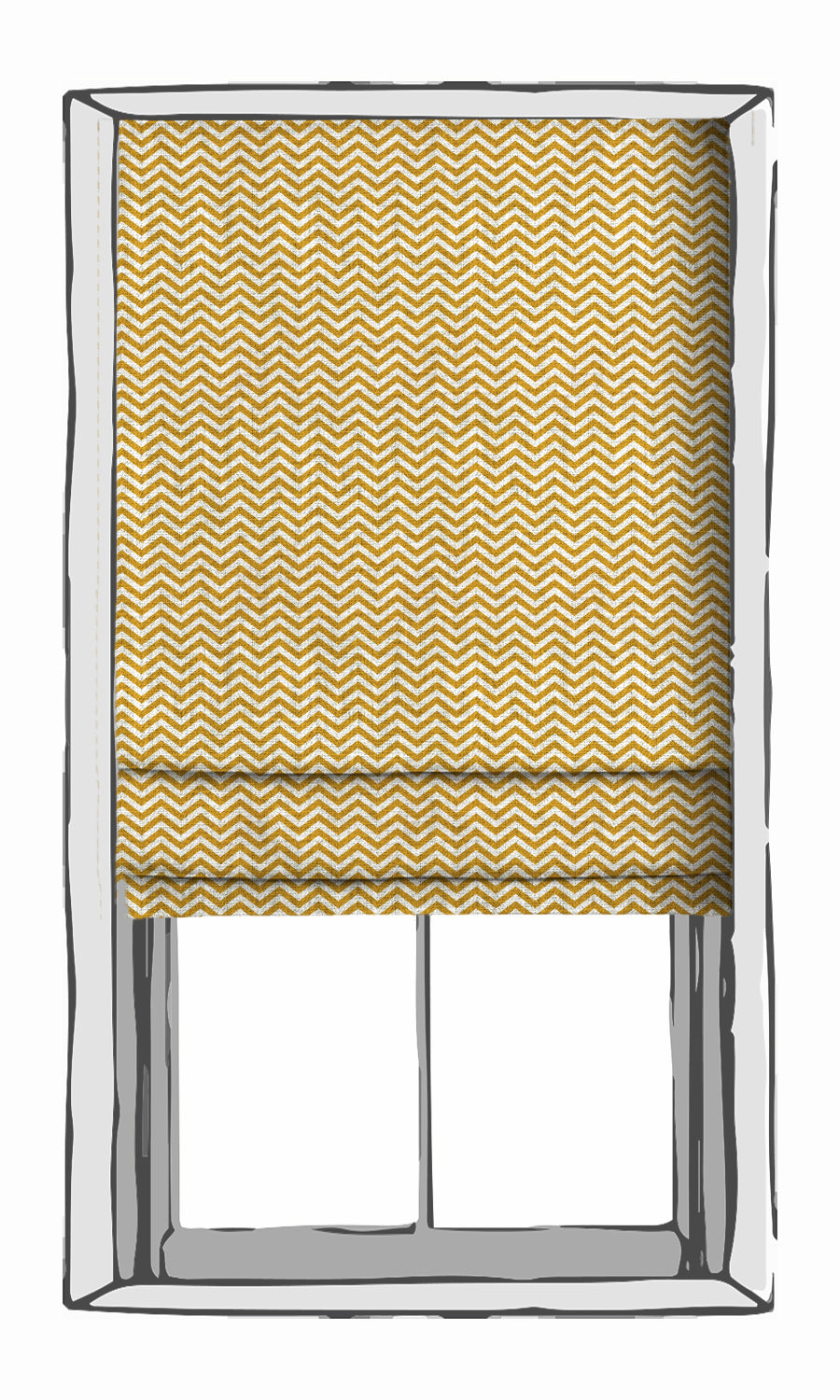 Chevron Print Fabric Material By the Metre (Deep Yellow/ White)