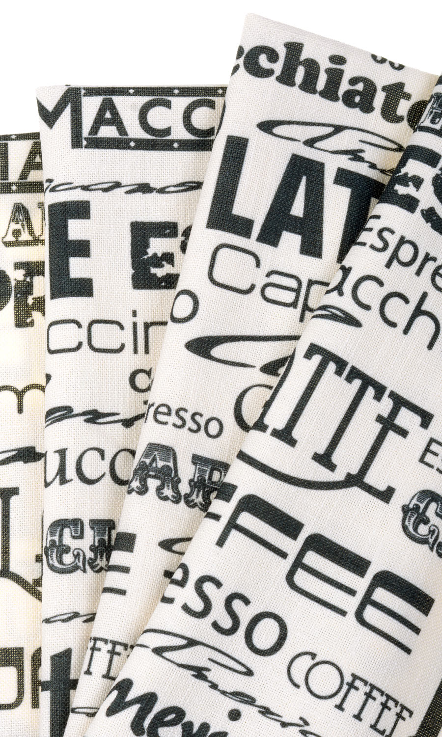 Coffee Theme Printed Fabric Sample for Roman Blinds & Shades (White/ Black)