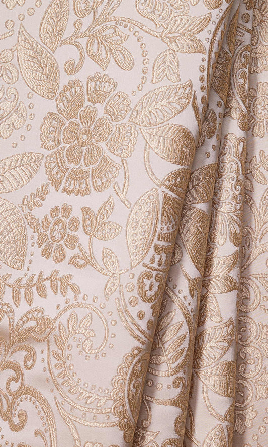 Floral Textured Home Décor Fabric Sample (Cream)