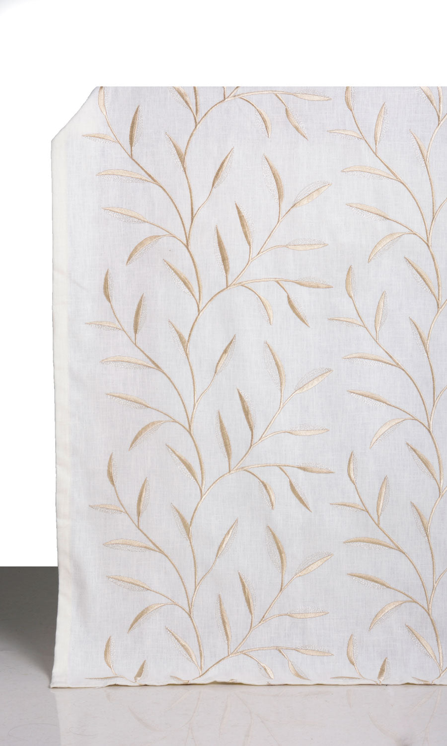 Floral Embroidery Window Treatments Fabric Sample (White/ Cream)