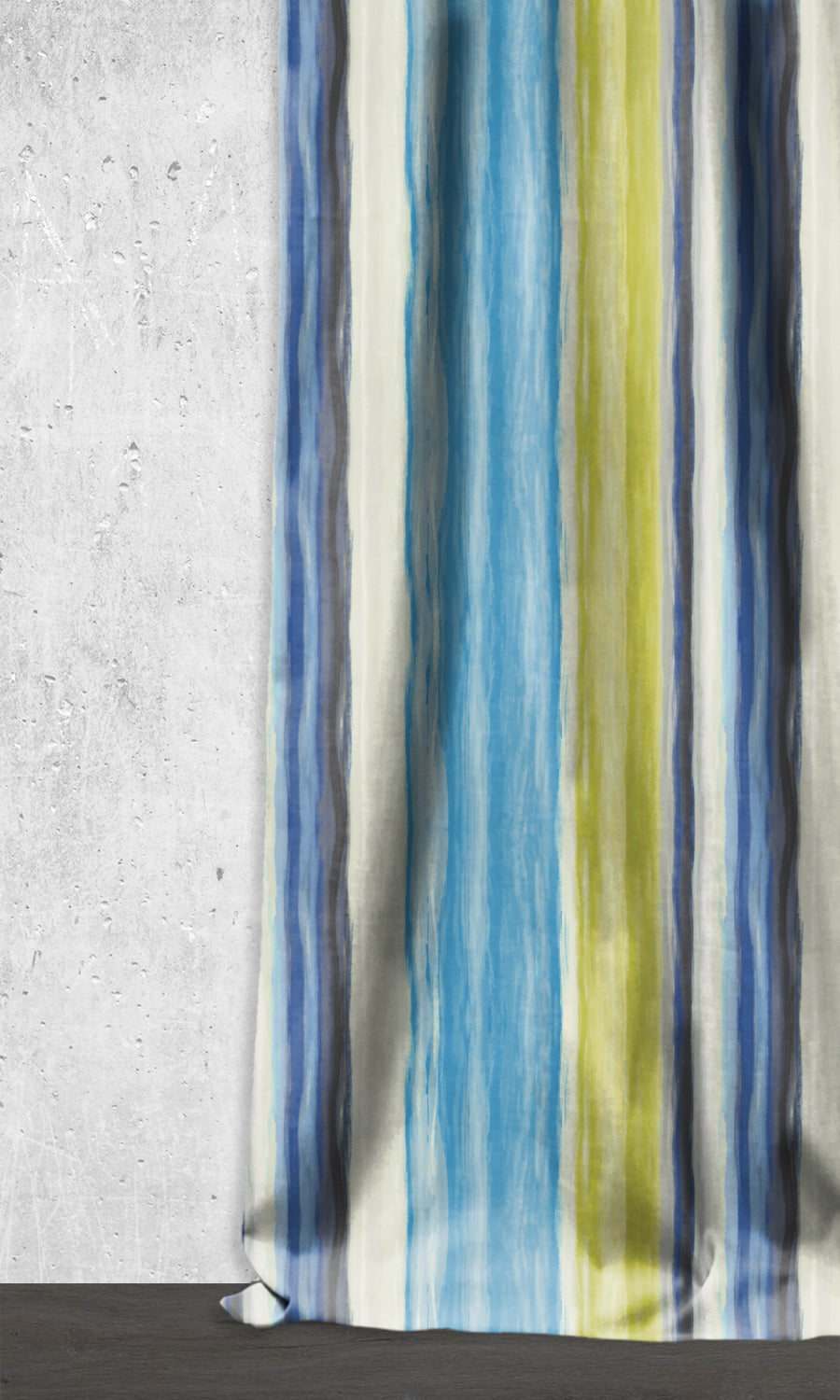 Dimout Striped Window Treatments Fabric By the Metre (Blue/ Pear Green)