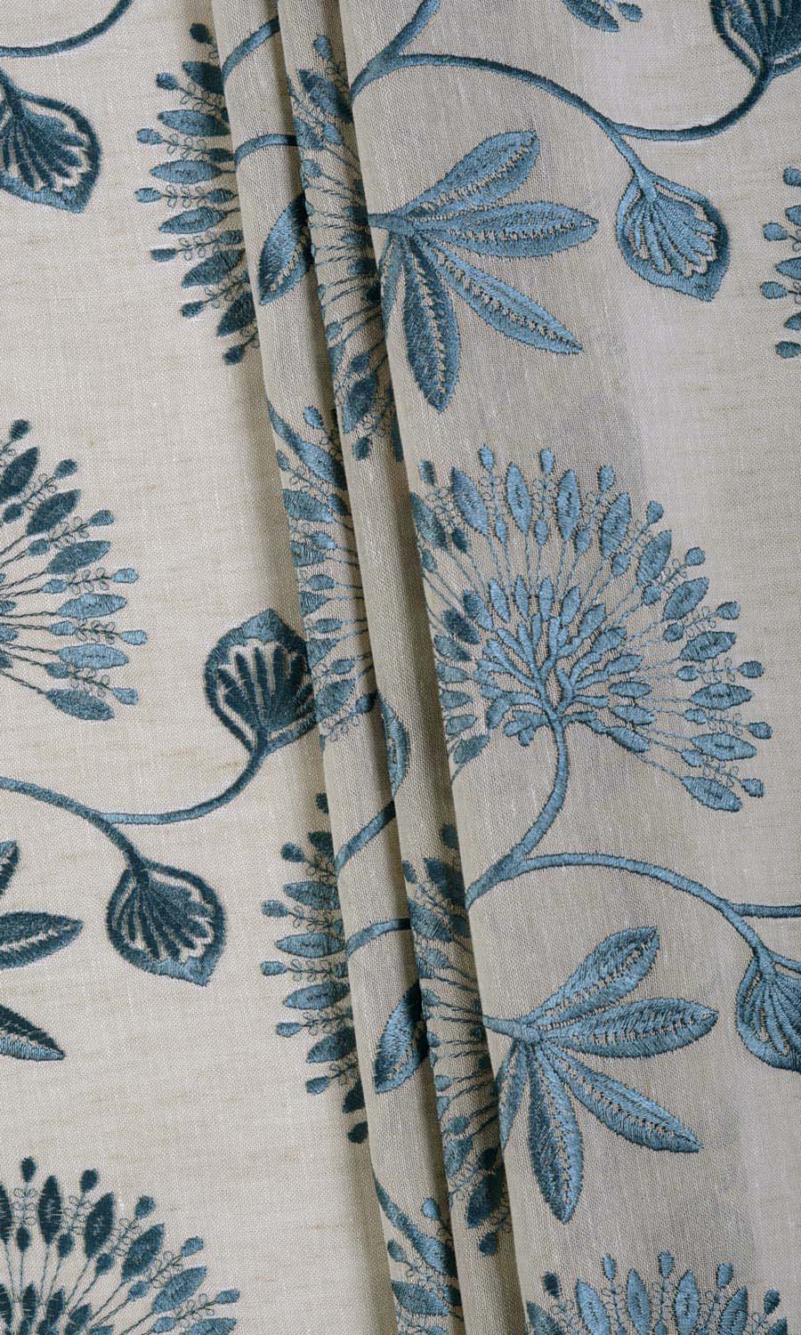 Semi-Sheer Flat, Plain, Fake, Faux, European Relaxed Roman Blinds (Beige/ Teal)