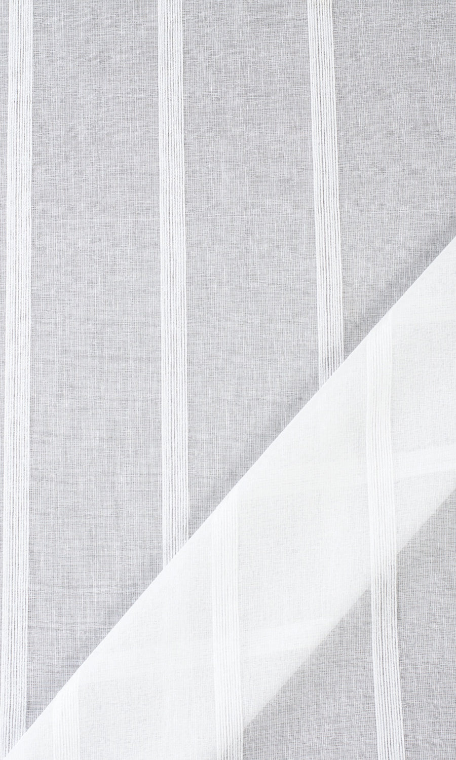 Striped Sheer Fabric Material By the Metre (White)