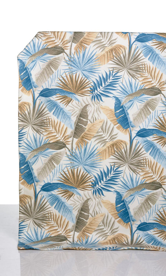 Botanical Floral Home Décor Fabric Sample (Blue/ Brown)