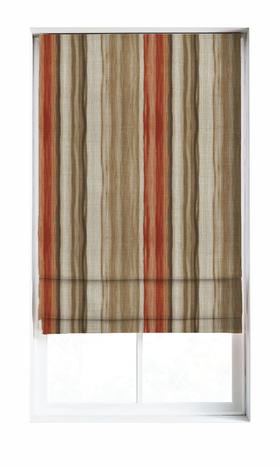 Watercolor Effect Striped Home Décor Fabric By the Metre (Red/ Brown)