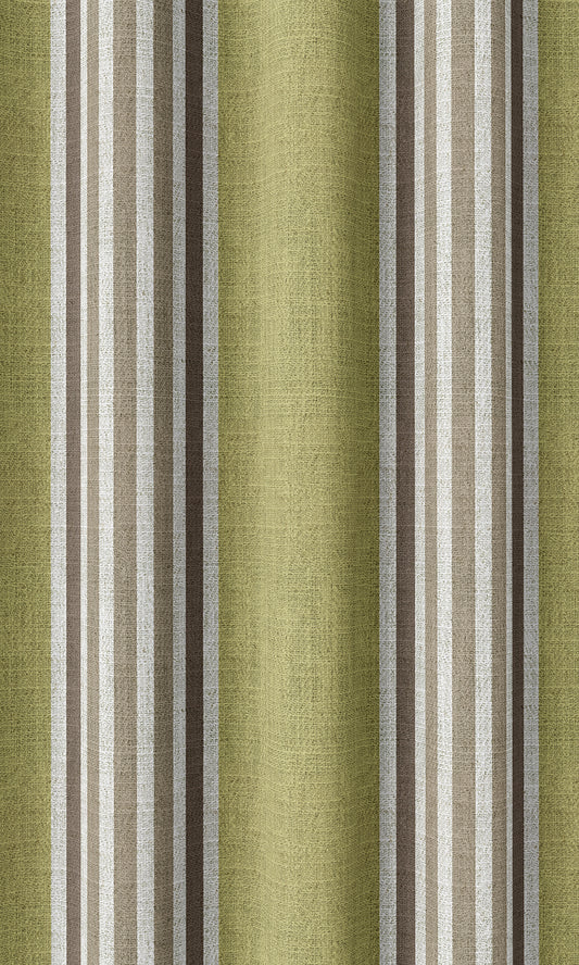 Striped Home Décor Fabric By the Metre (Chartreuse Green/ Brown)