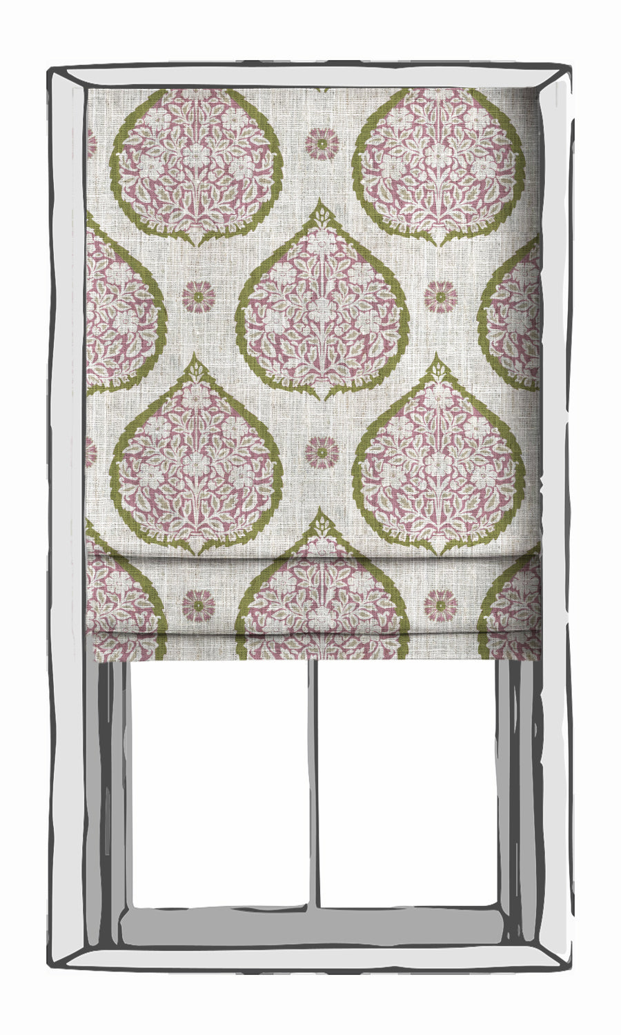 Paisley Window Treatments Fabric Sample (Pink/ Green)