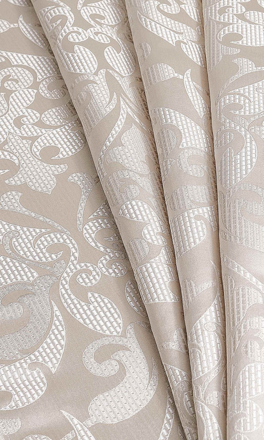 Self Patterned Home Décor Fabric By the Metre (Pale Beige/ Cream)