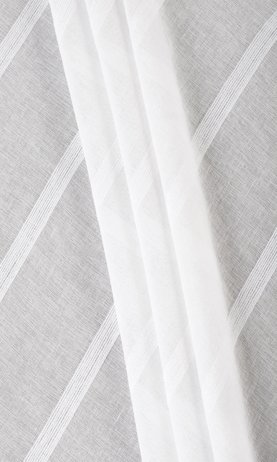 Woven Striped Sheer Fabric By the Metre for Roman Blinds & Shades (White)