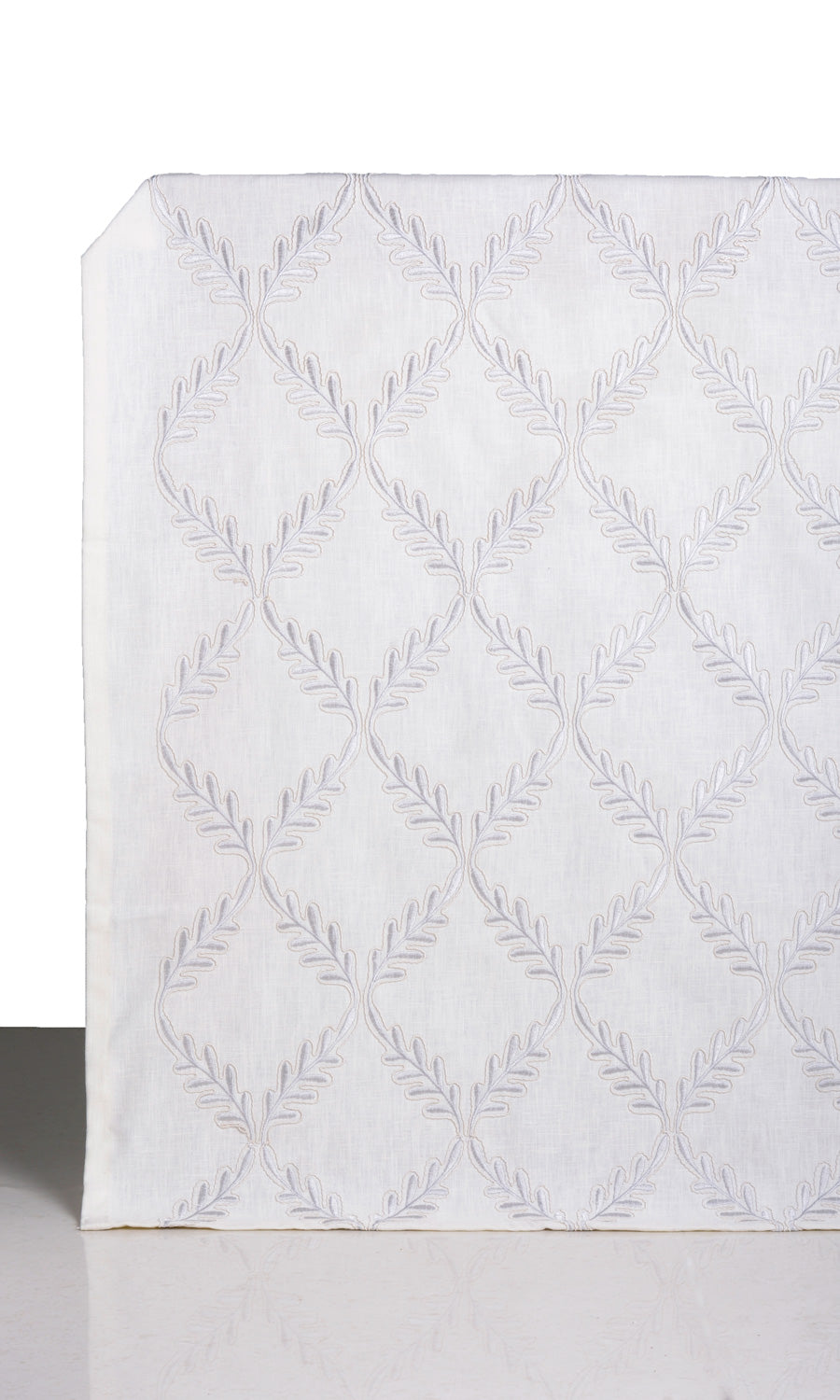 Poly-Linen Embroidered Window Treatments Fabric Sample (White/ Cream)