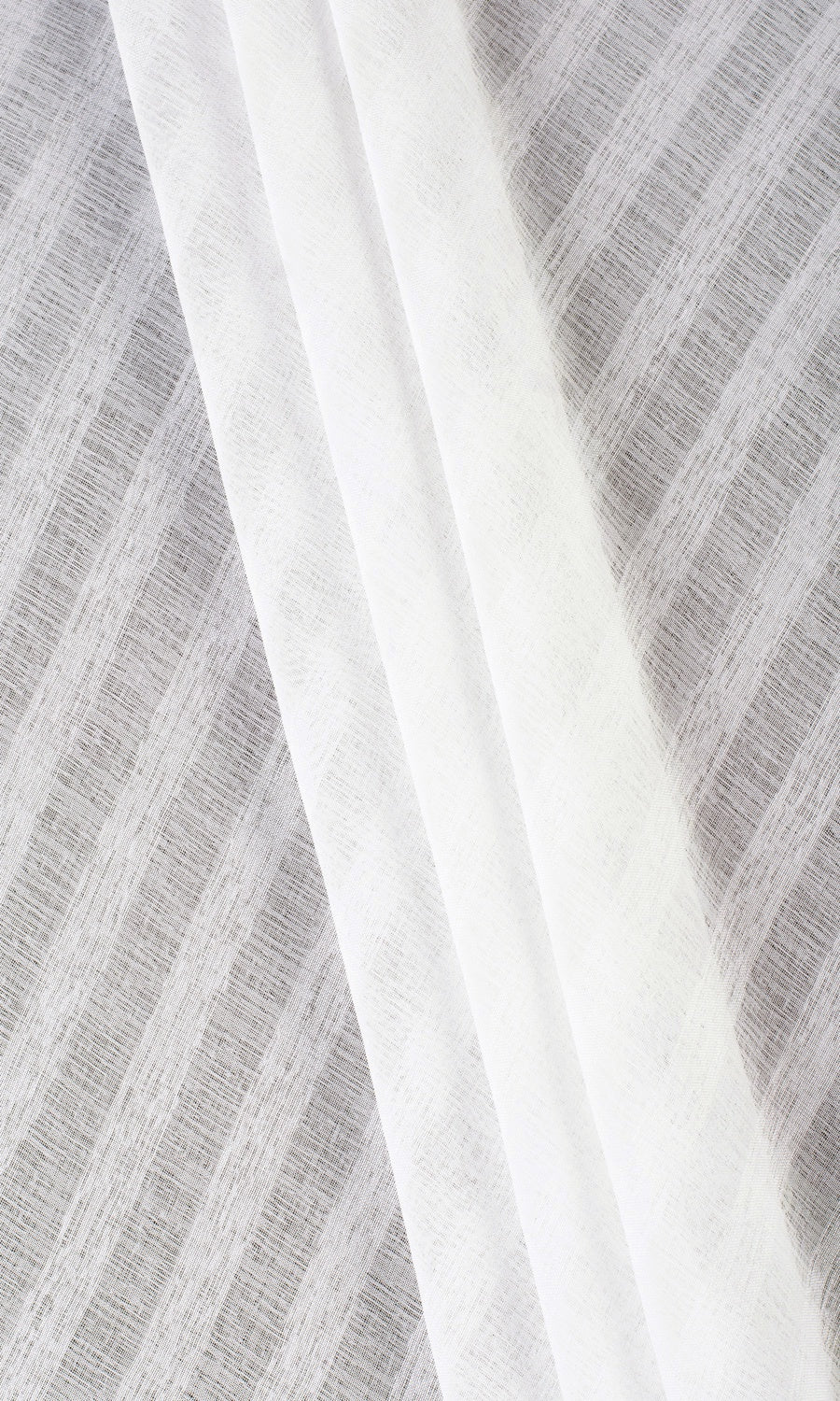 Textured Striped Sheer Fabric Material By the Metre (White)