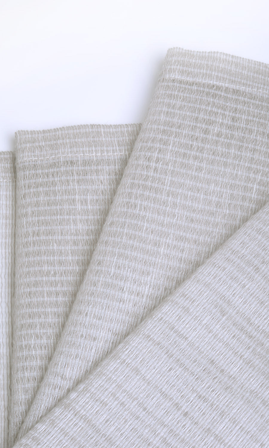 Horizontal Striped Sheer Fabric By the Metre for Roman Blinds & Shades (Grey-Beige)