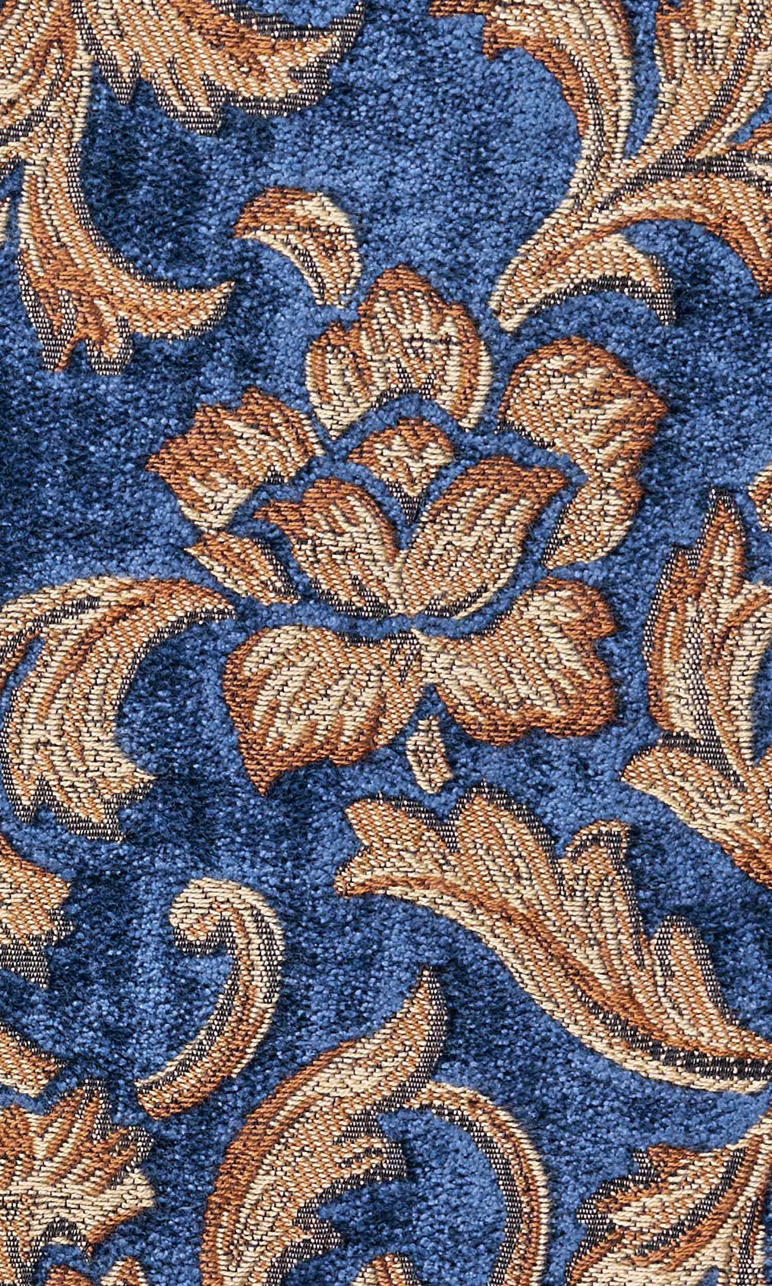 Floral Velvet Home Textile Fabric Material By the Metre (Beige/ Brown/ Blue)