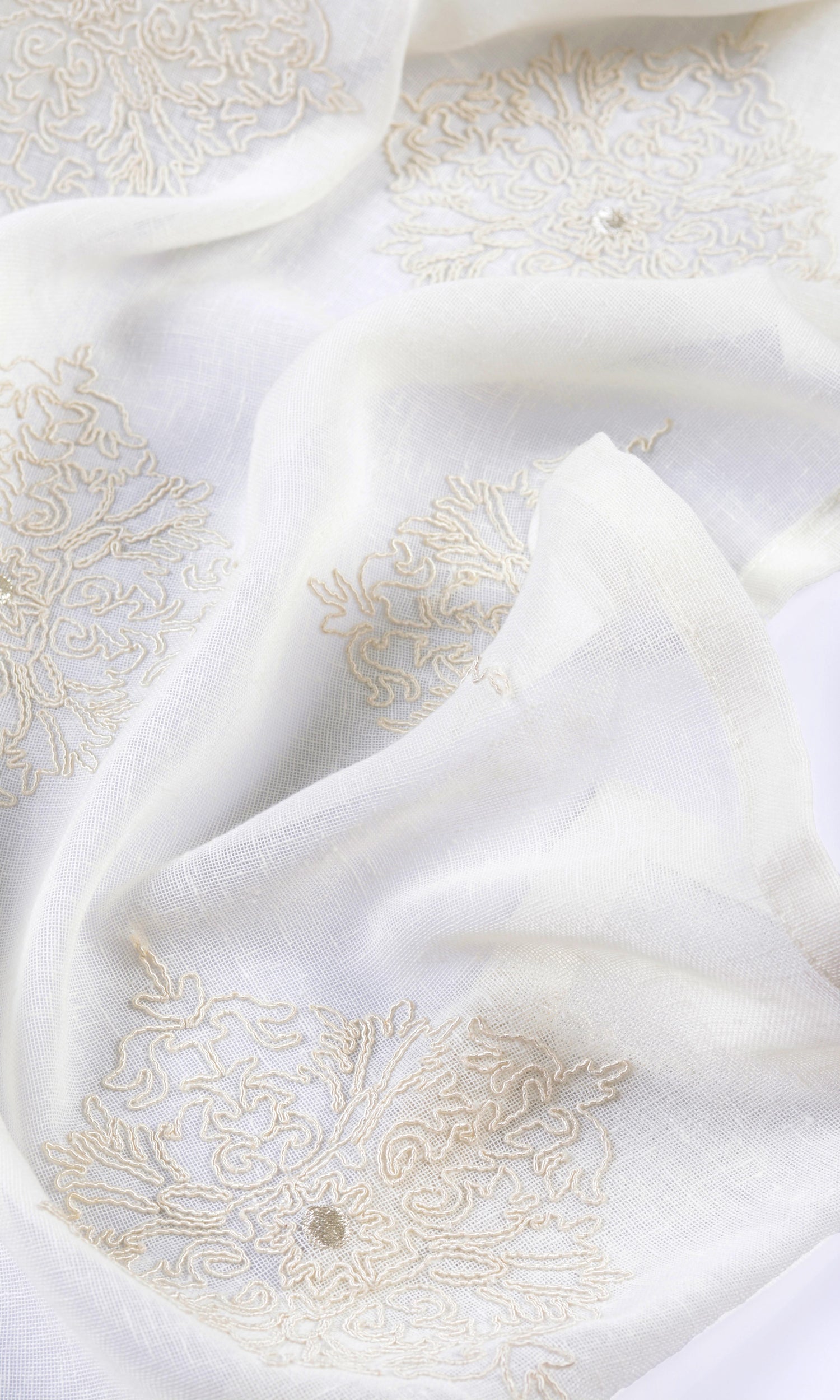 Sheer Floral Embroidered Made-to-Measure Roman Blinds (White/ Cream)