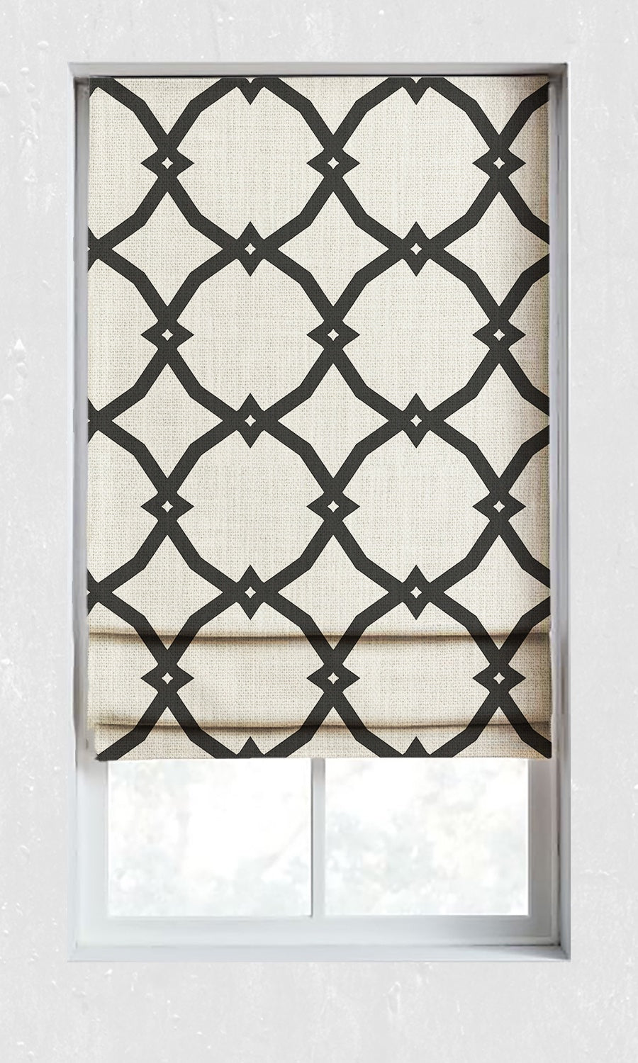 Print Window Treatments Fabric Sample (Black/ Ivory)