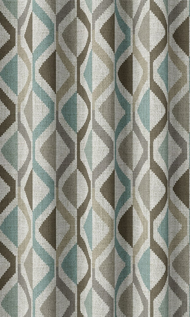 Contemporary Striped Window Treatments Fabric By the Metre (Brown/ Green/ Grey)