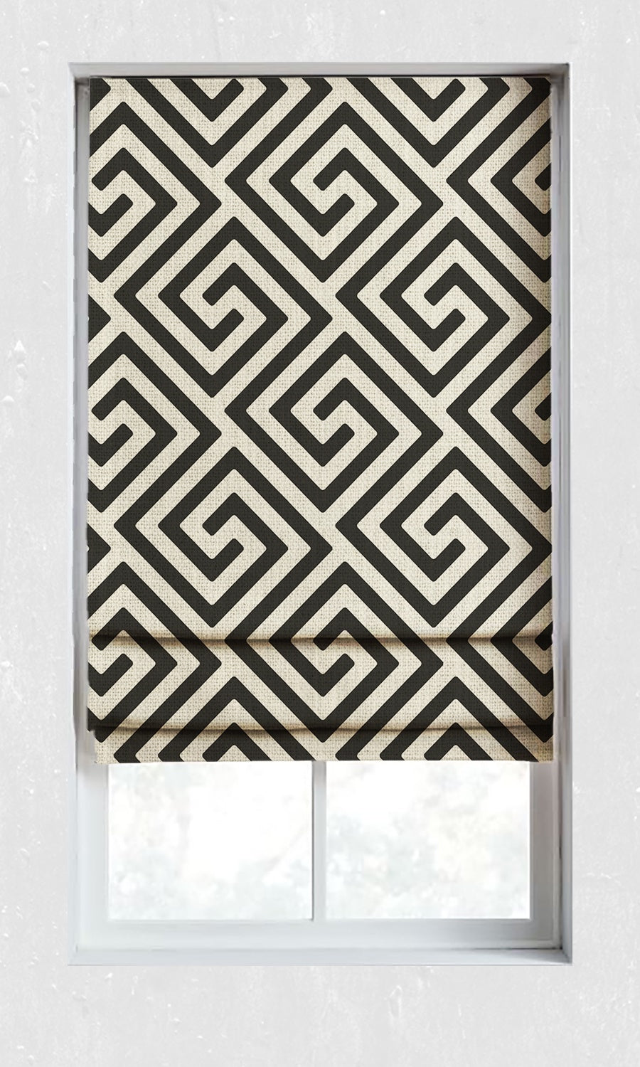 Print Window Treatments Fabric By the Metre (Black/ Ivory)