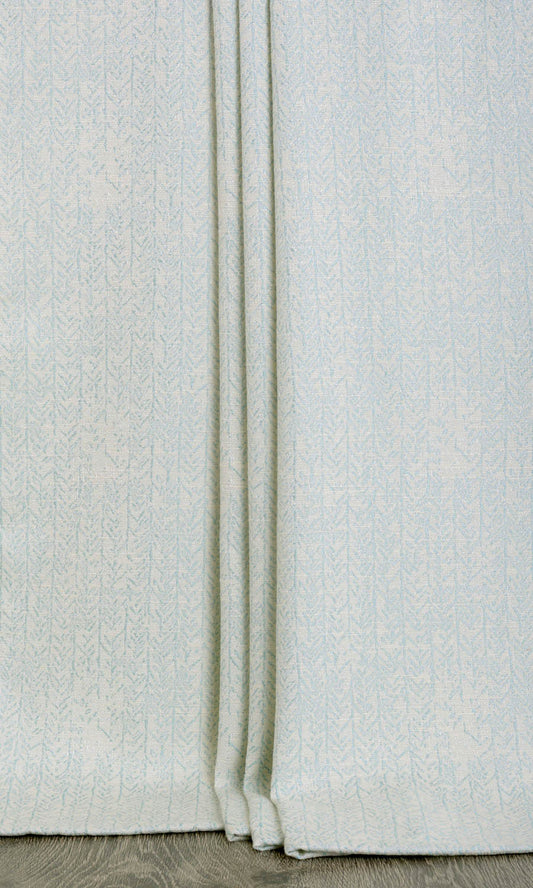 Herringbone Poly-Cotton Home Décor Fabric By the Metre (White/ Blue)