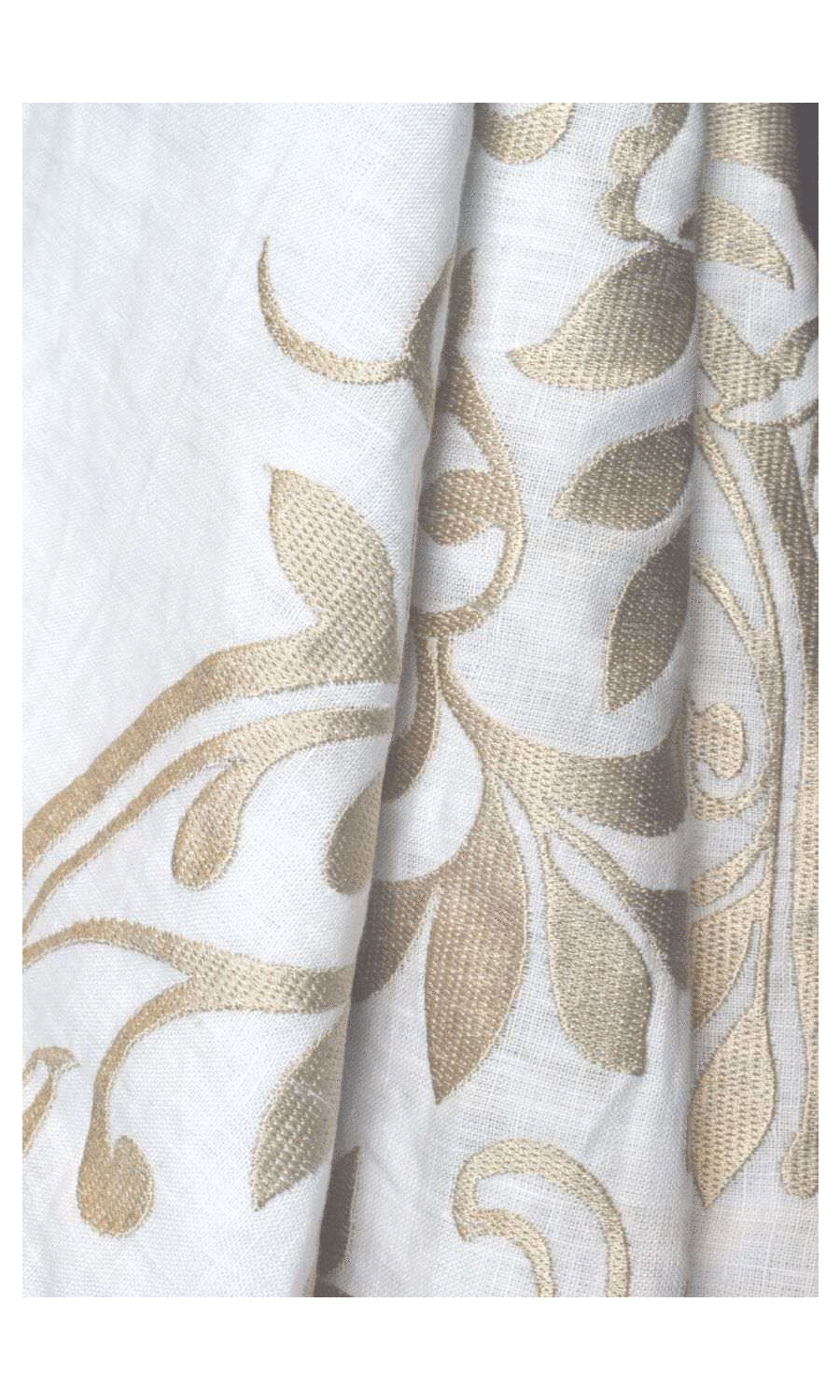 Floral Embroidered Linen Blinds (White/ Ivory) Extra Long Short Wide