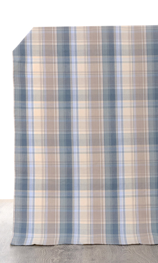 Cotton Fabric Blinds (Blue/ Brown)