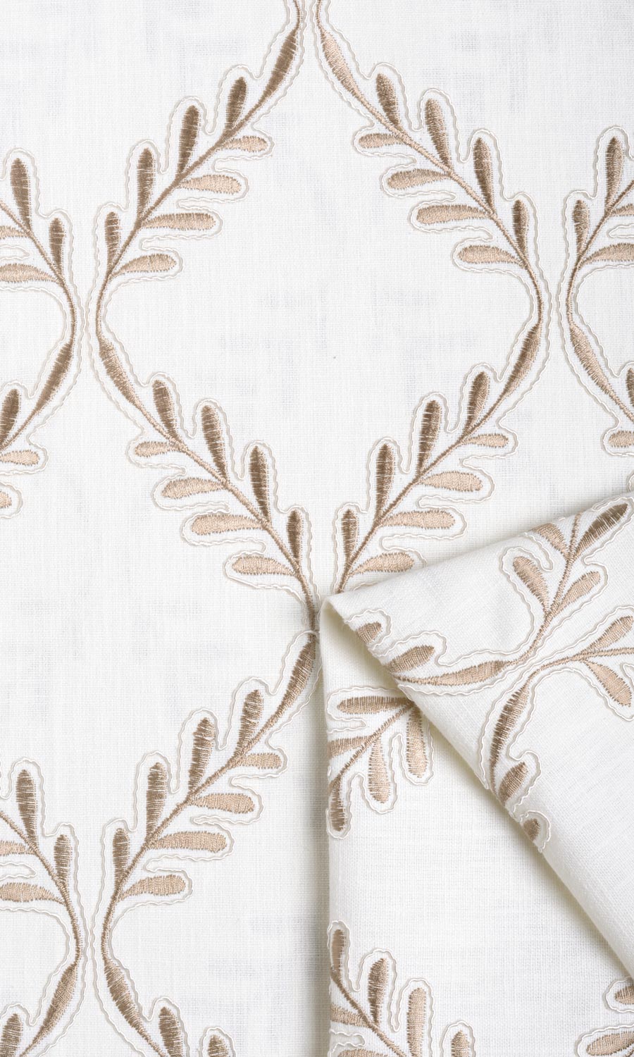 Poly-Linen Embroidered Blinds (White/ Cream) Extra Long Short Wide