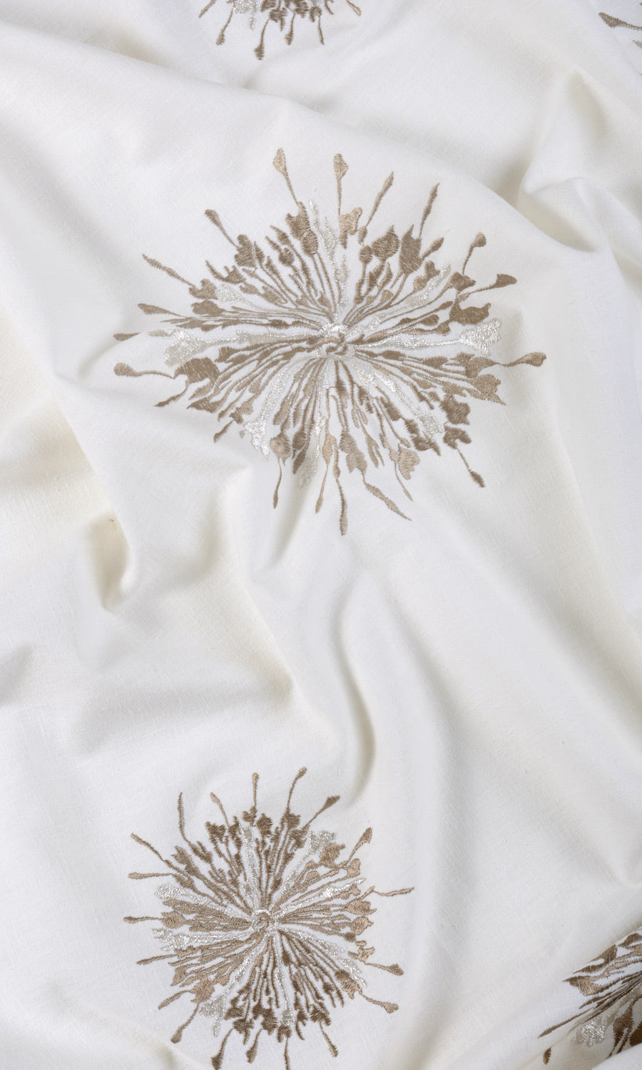 Sunburst Embroidered Blinds (White/ Coffee Brown) Extra Long Short Wide