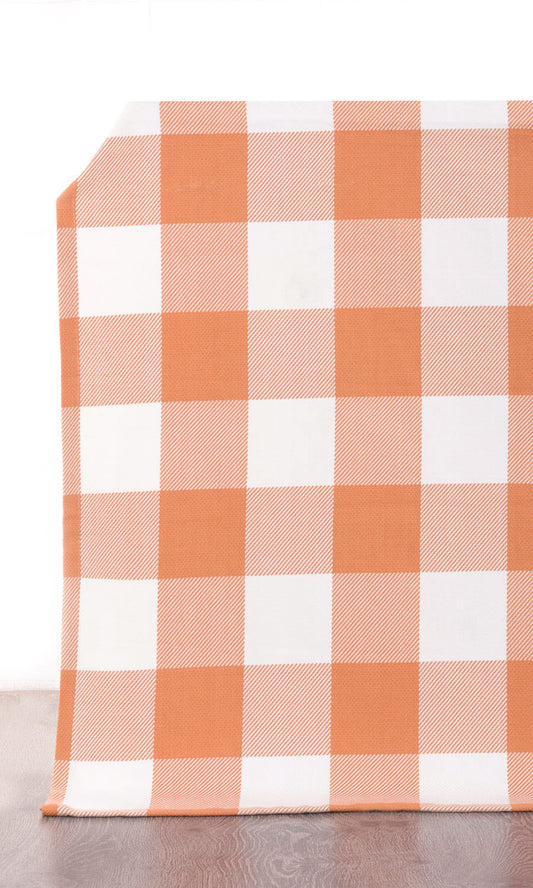 Buffalo Check Home Décor Fabric By the Metre (Melon Orange/ White)