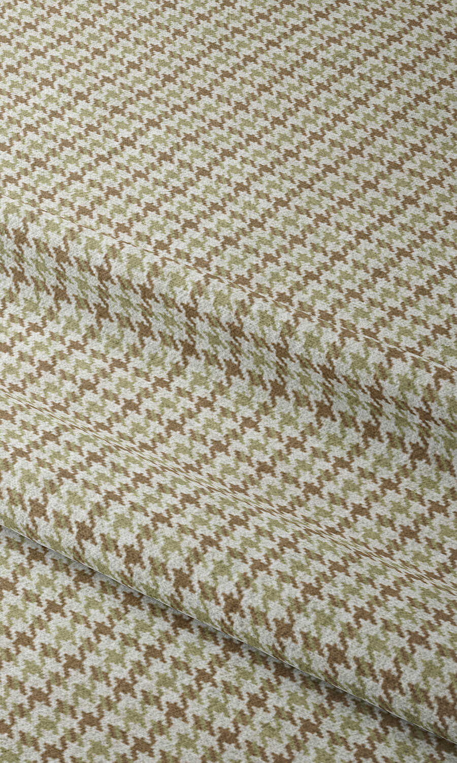 Houndstooth Patterned Home Textile Fabric Material Sample (Brown & Green)