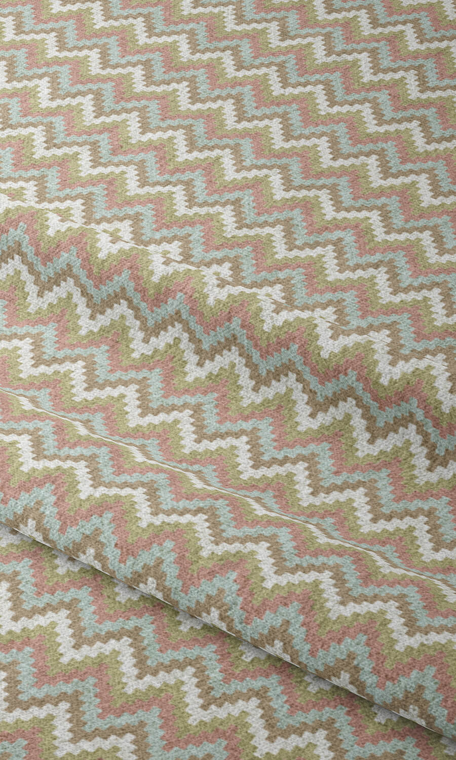 Chevron Patterned Free Fabric Material Sample (Pink/ Green/ Blue)