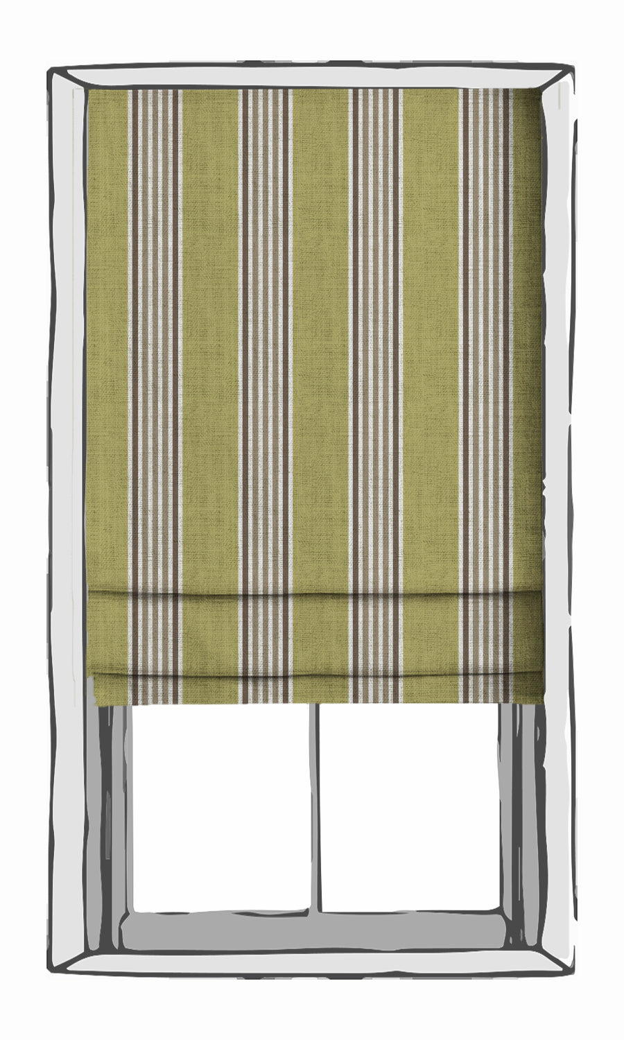 Striped Free Fabric Material Sample (Chartreuse Green/ Brown)
