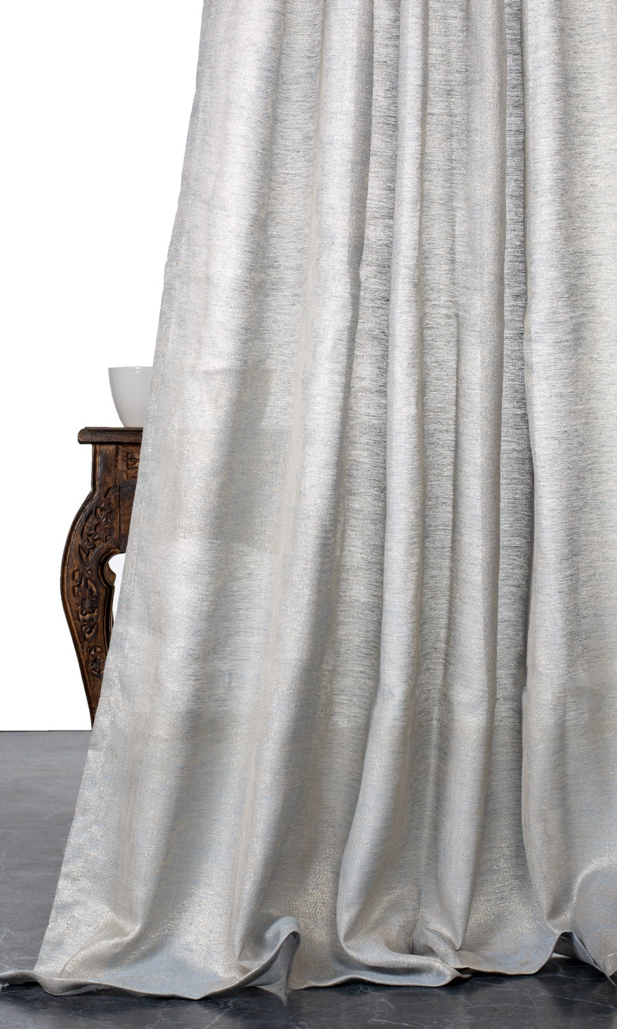 Metallic Accents Semi-Sheer Window Treatments Fabric By the Metre (Gray/ Gold)