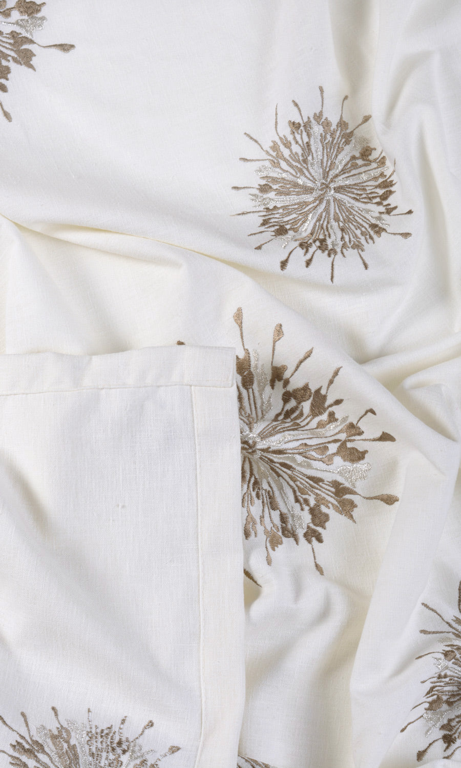 Sunburst Embroidered Roman Blinds & Window Shades (White/ Coffee Brown)