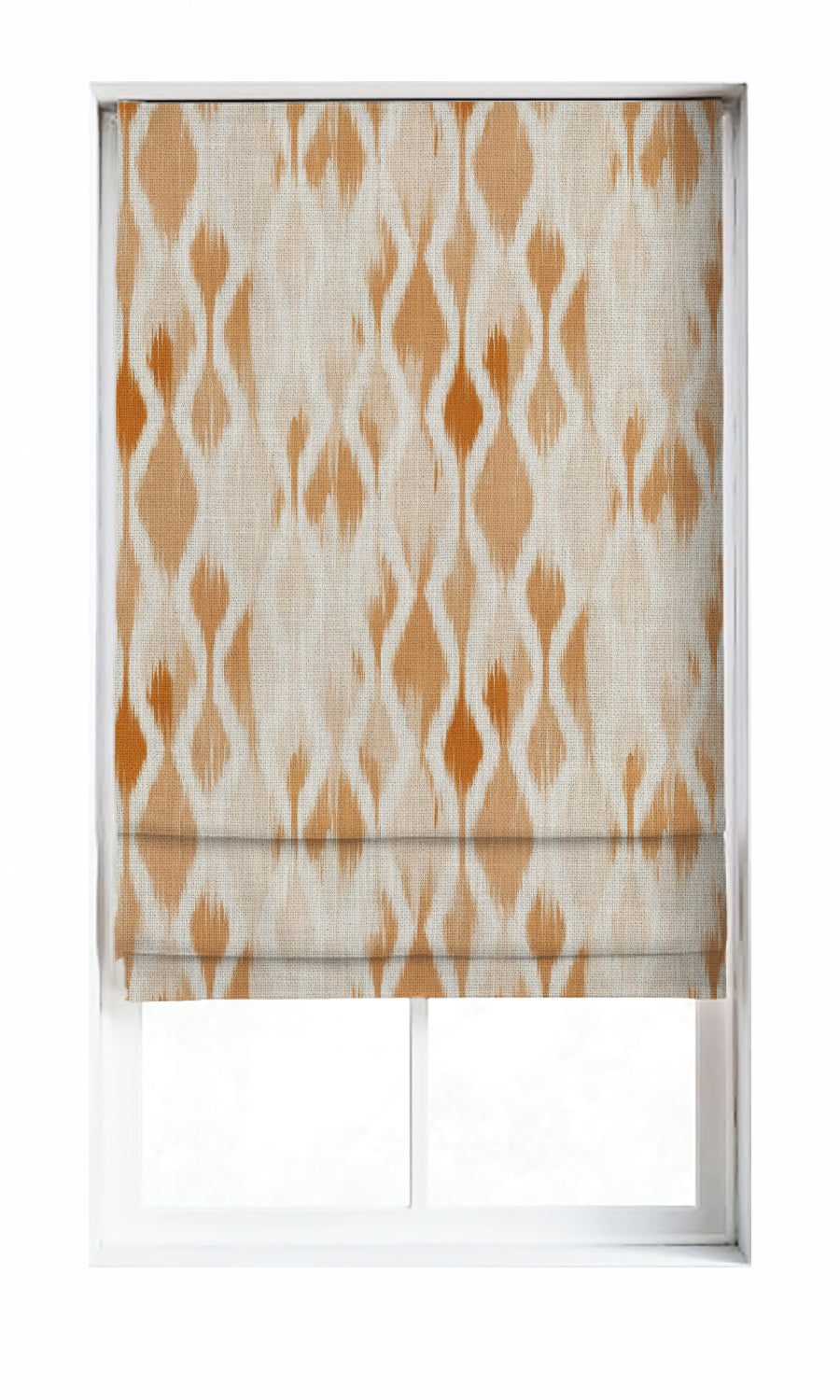 Ikat-Style Window Treatments Fabric By the Metre (White/ Orange/ Brown)