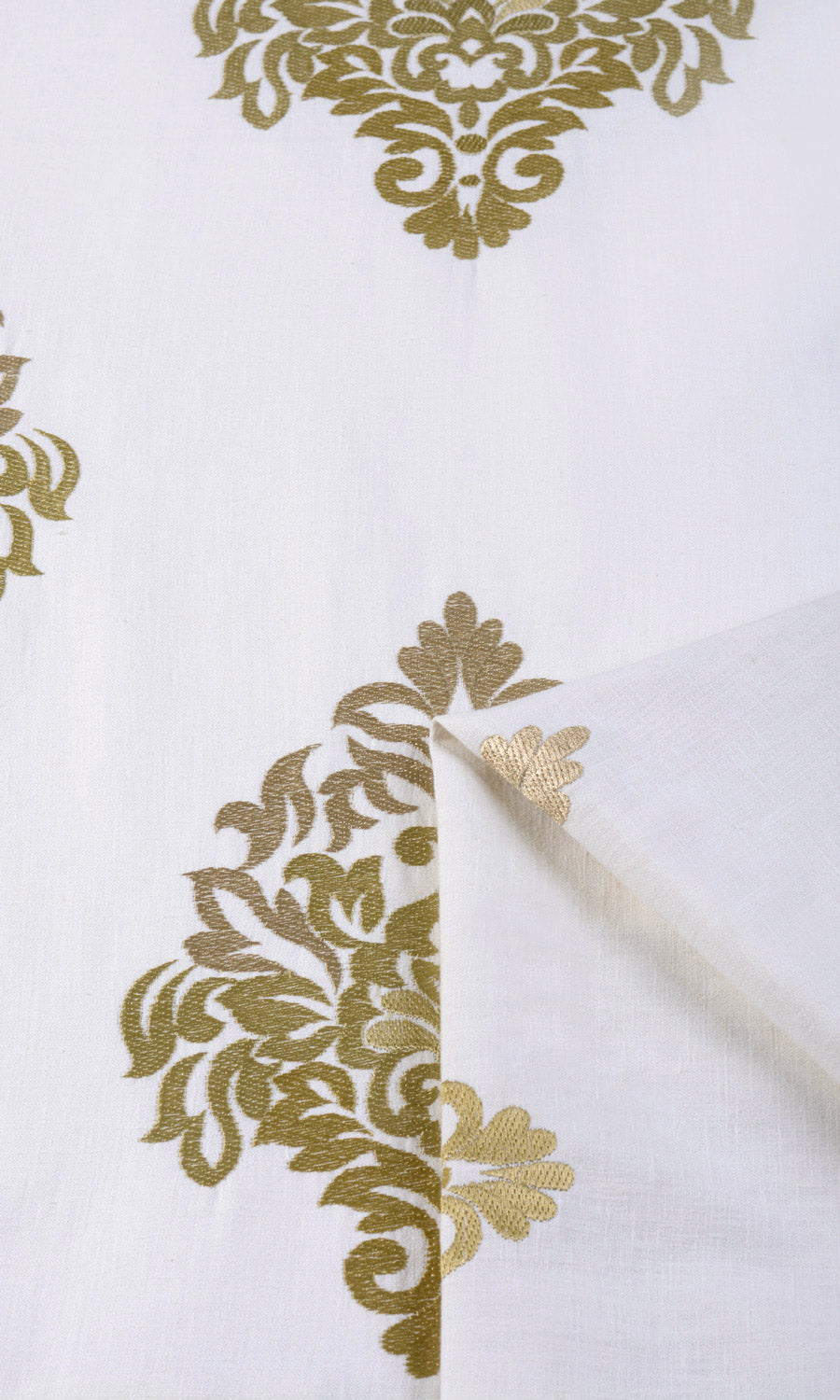 Damask Patterned  Fabric Sample for Roman Blinds & Shades (Ivory/ Beige/ Brown)