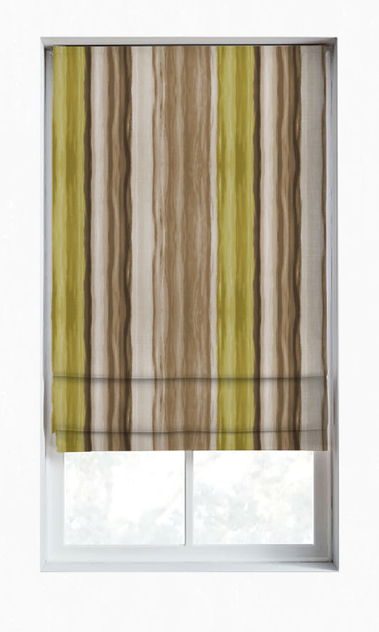 Striped Dimout Home Décor Fabric Sample (Yellow/ Brown/ Green)