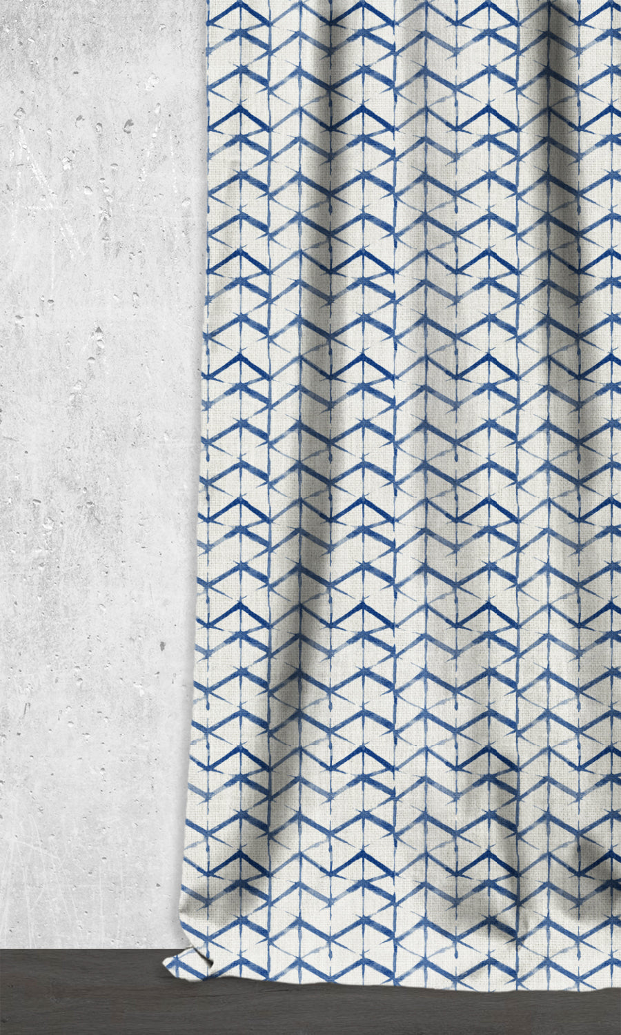 Geo Print Home Décor Fabric By the Metre (Eggshell White/ Blue)