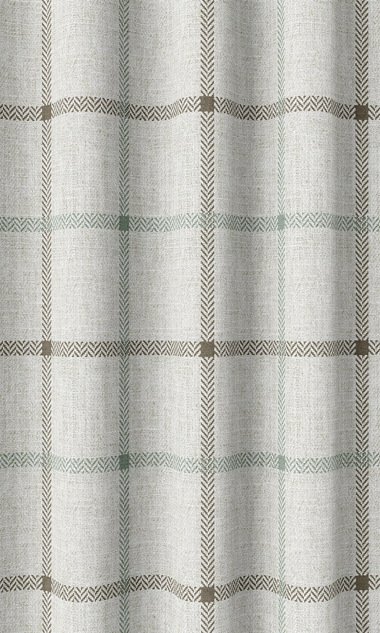 Check Patterned Home Décor Fabric By the Metre (Parchment White/ Blue)