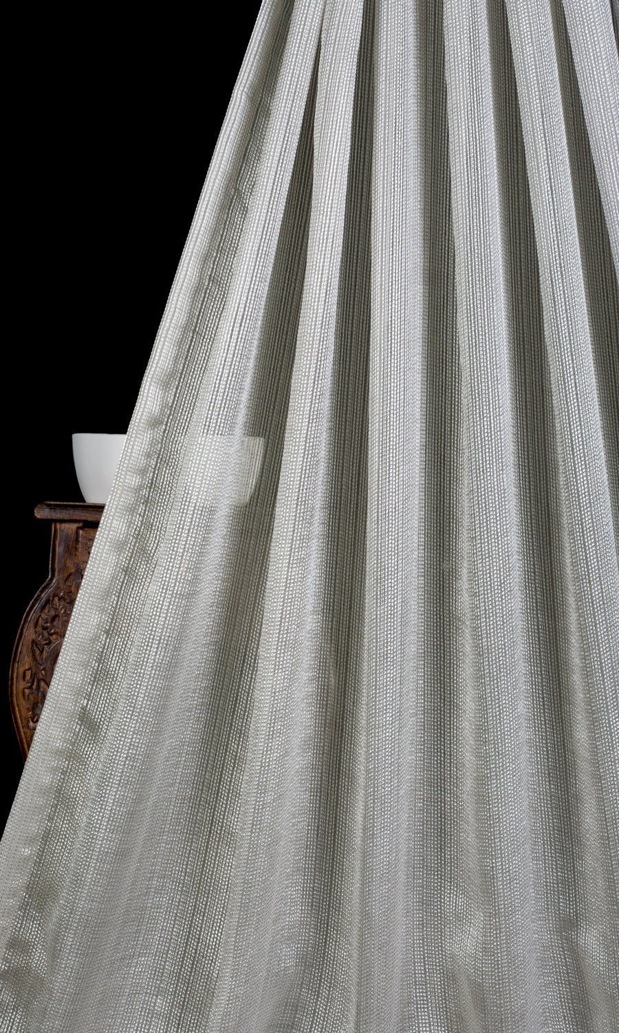 Woven Striped Sheer Window Treatments Fabric By the Metre (Grey)